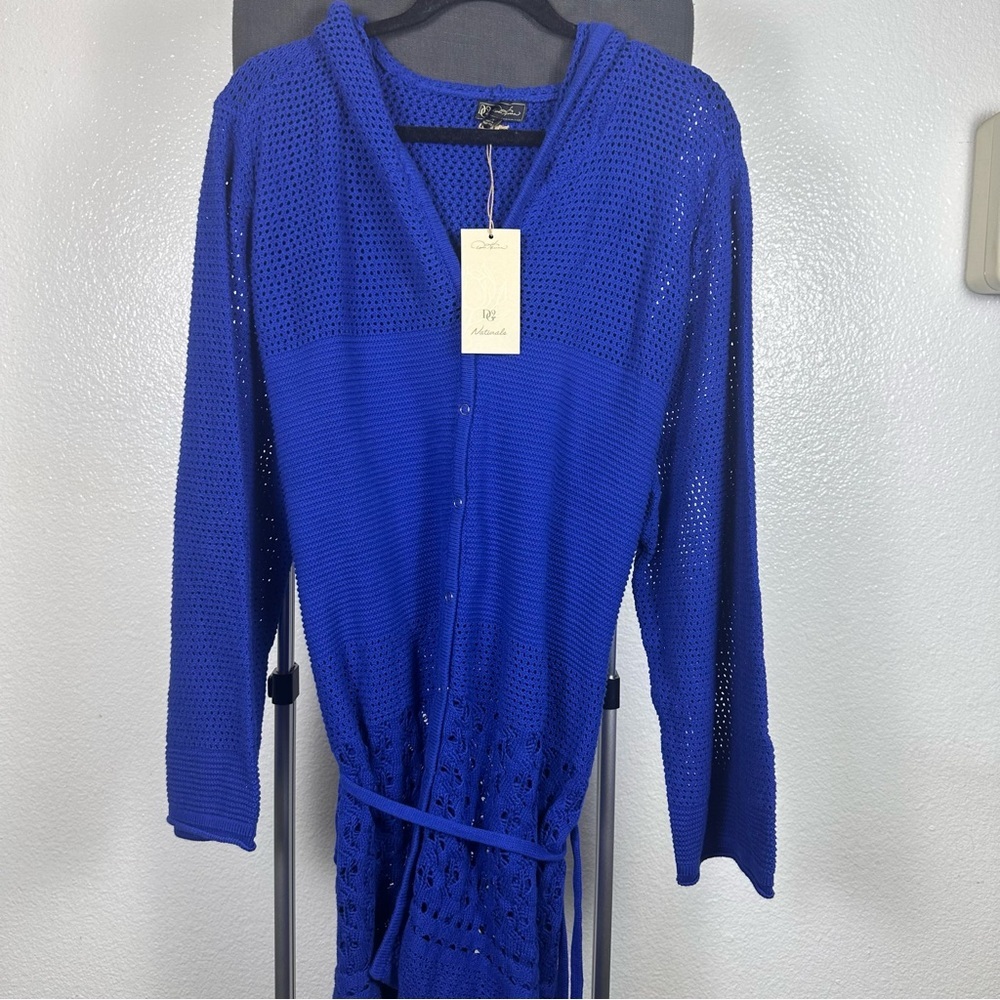 DG2 by Diane‎ Gilman Vibrant Blue Knit Organic Cotton button Sweater